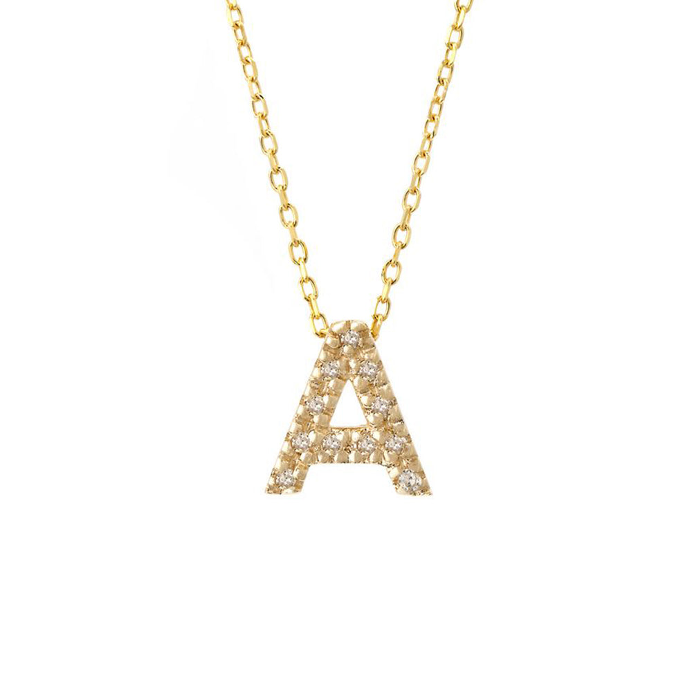 Single Block Diamond Initial Necklace