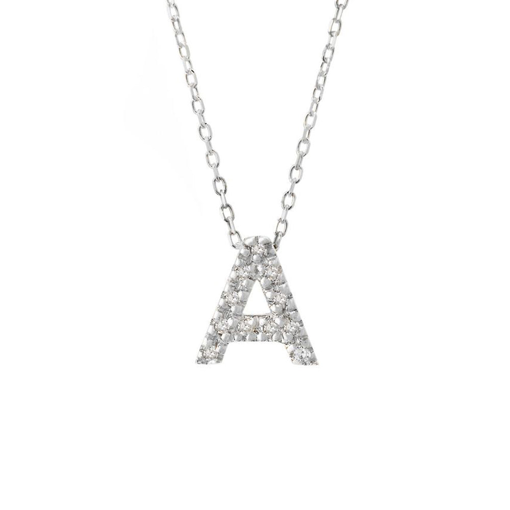 Single Block Diamond Initial Necklace