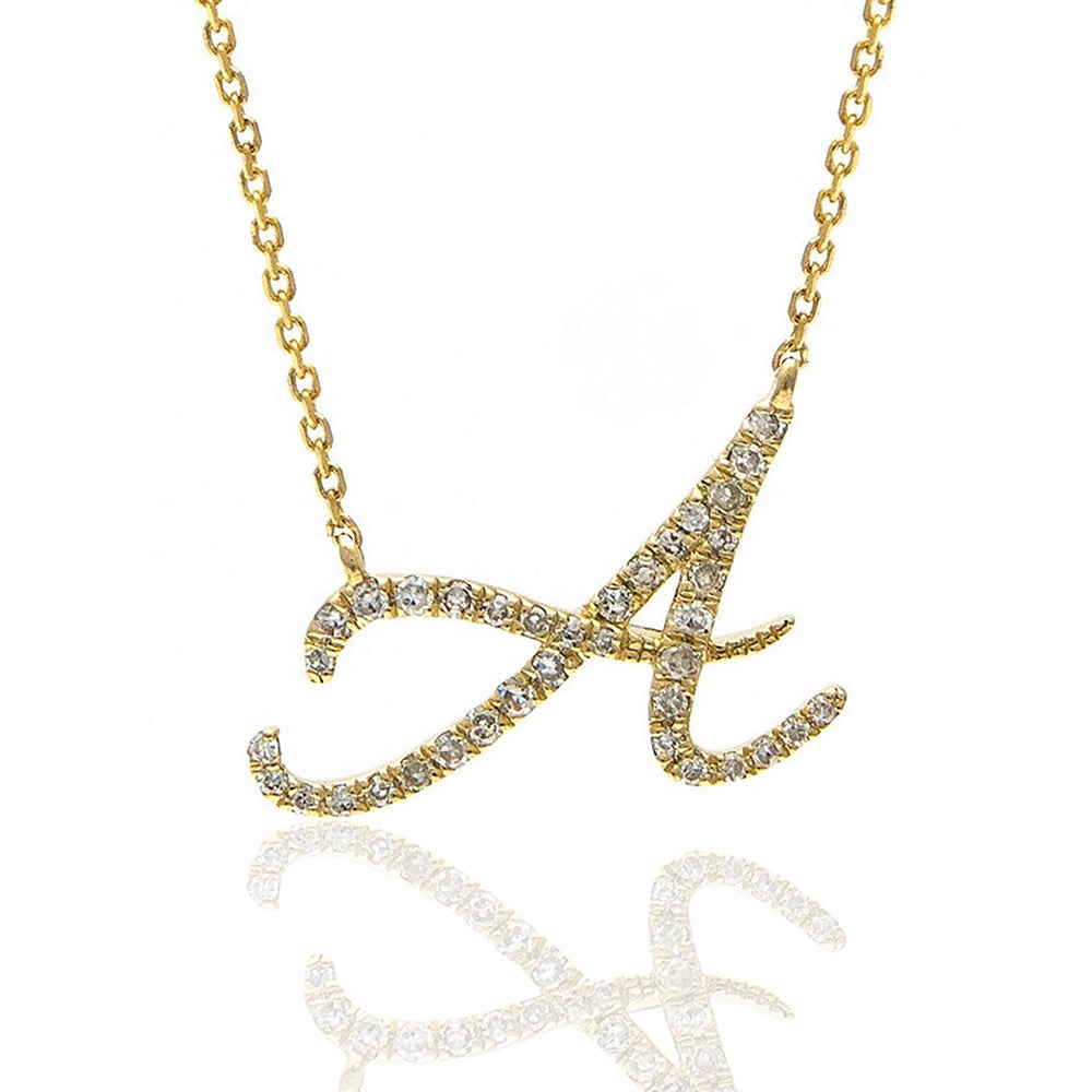 14K Gold Fancy Script Diamond Initial
