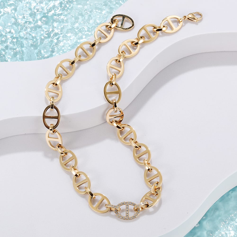 Stainless Steel and CZ Feragamo Necklace