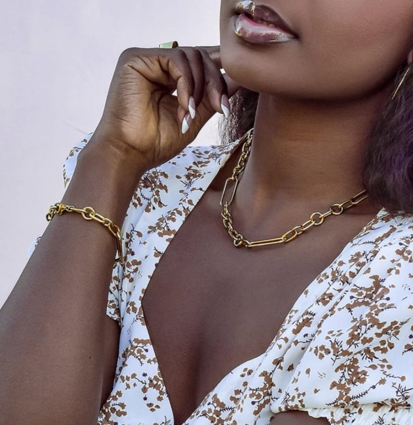 Stainless Steel Paper Clip and Link Necklace