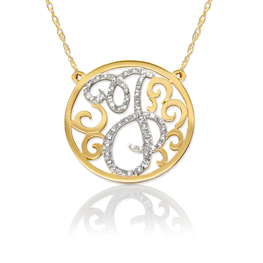 Diamond Lace Initial Pendant Necklace