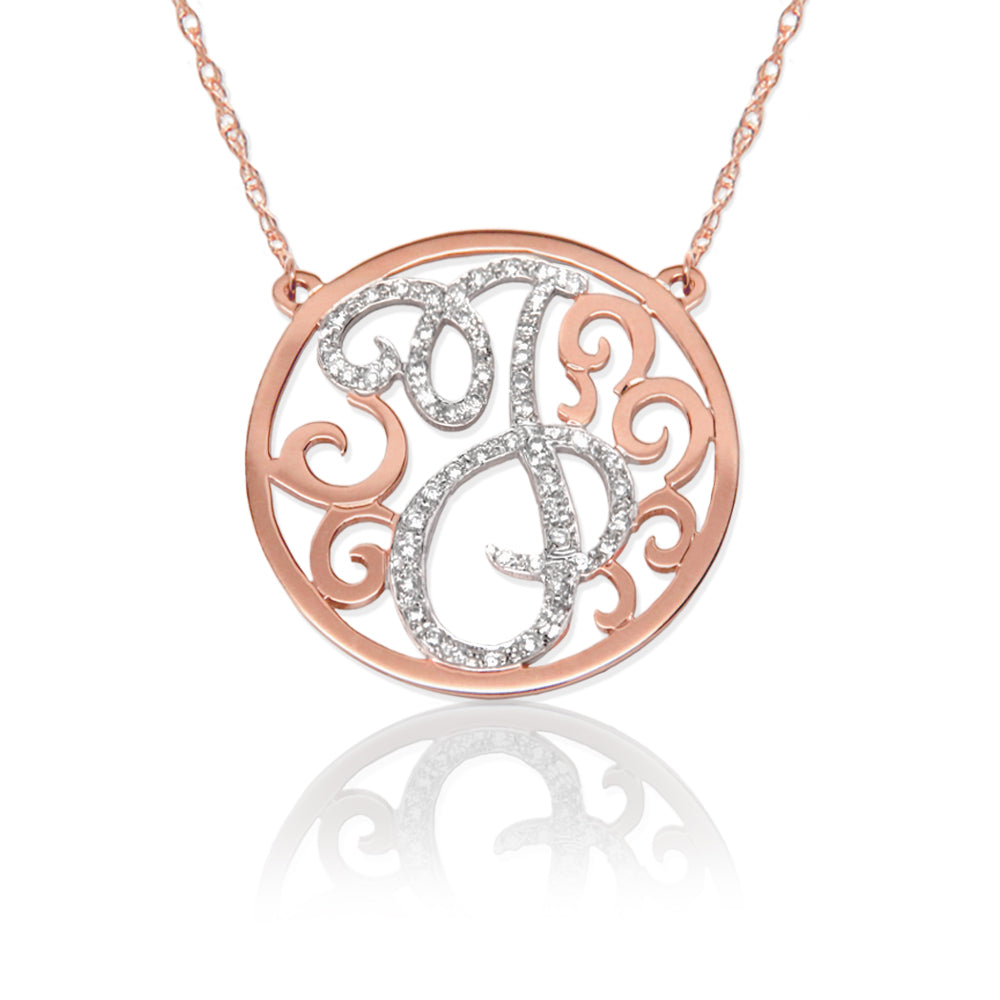 Diamond Lace Initial Pendant Necklace