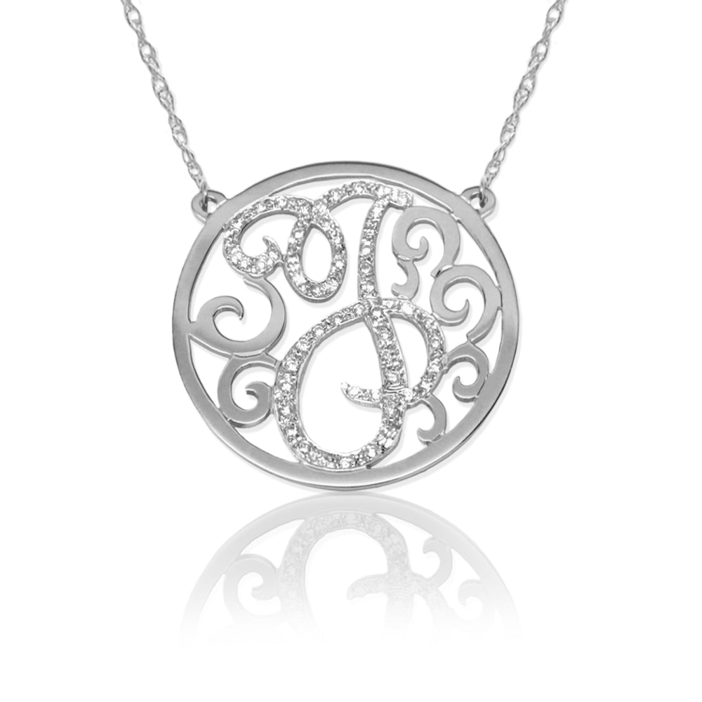 Diamond Lace Initial Pendant Necklace