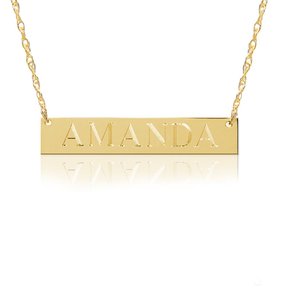 14K Gold JBD188 Block Bar Nameplate