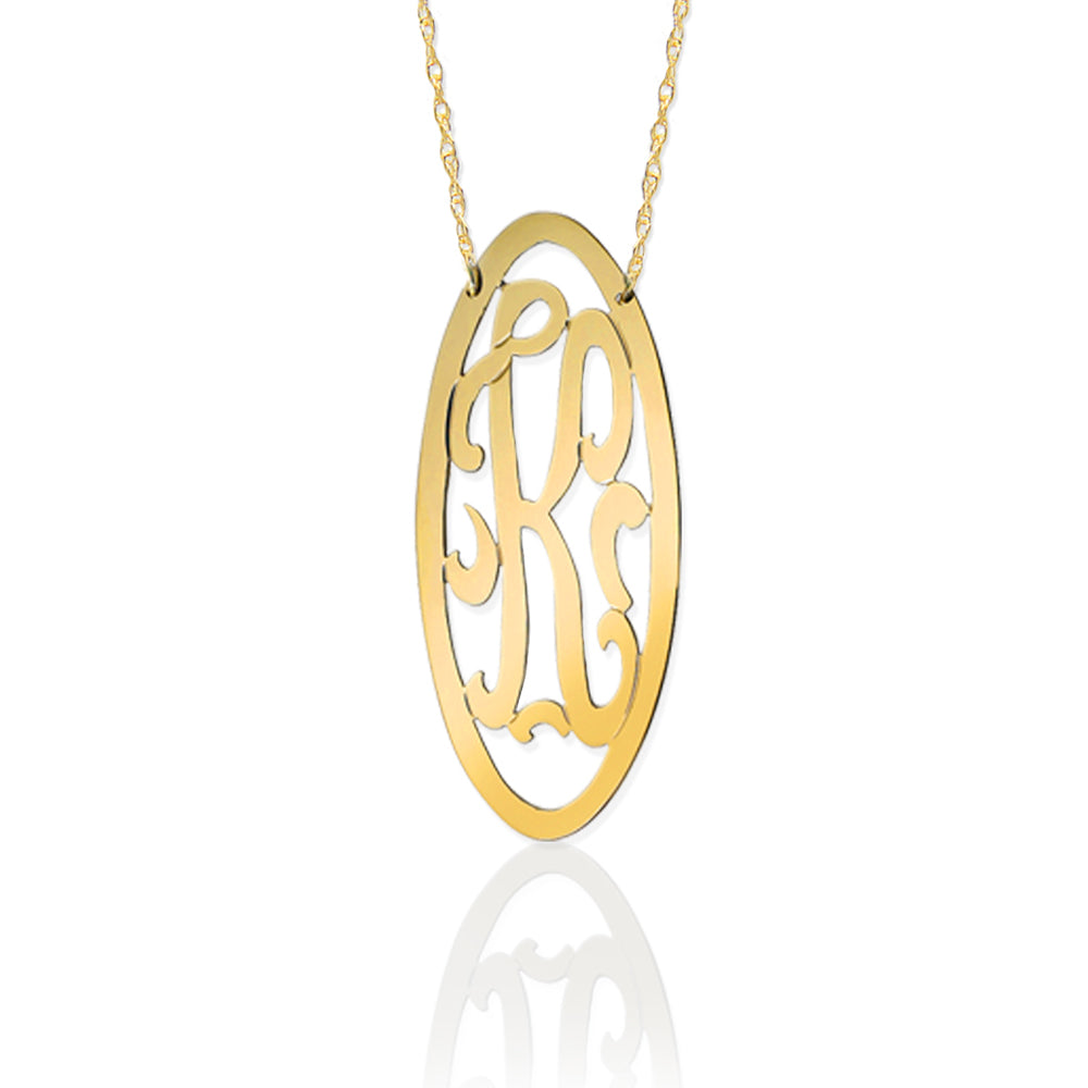 Long Oval Framed Swirly Initial
