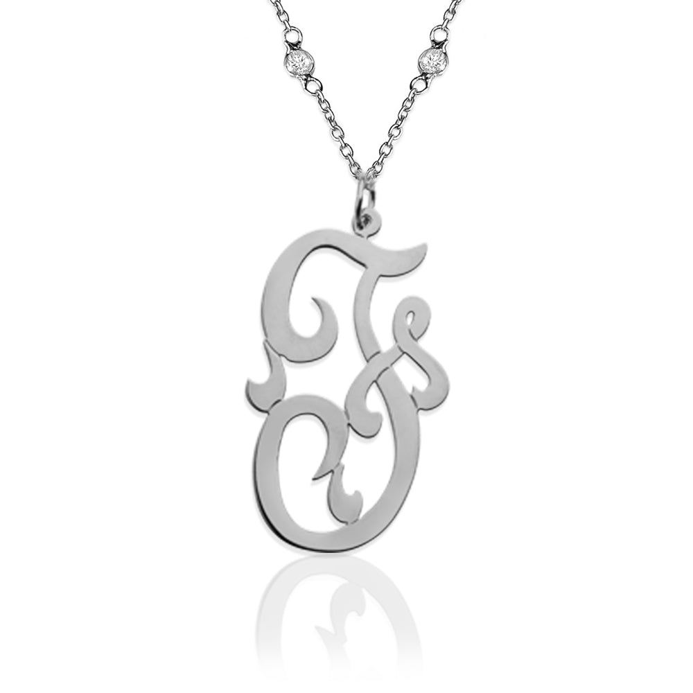 Large Fancy Script Initial on 30″ Chain