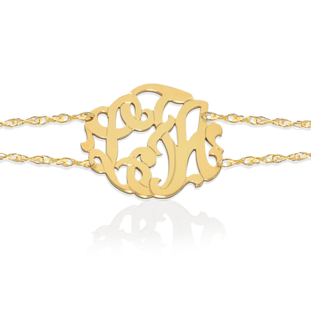 JBD237 Script Monogram Double Chain Bracelet