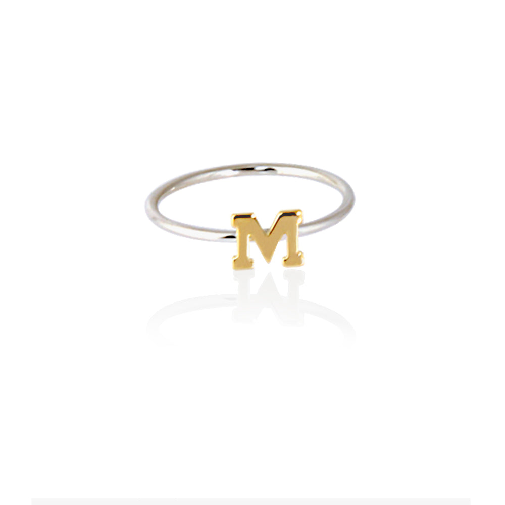Sterling Silver Ring with 14K Initial