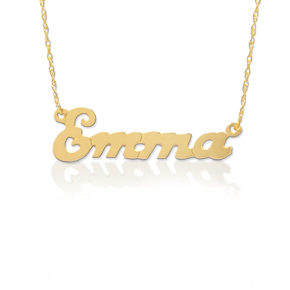 Gold Small Script Nameplate Necklace