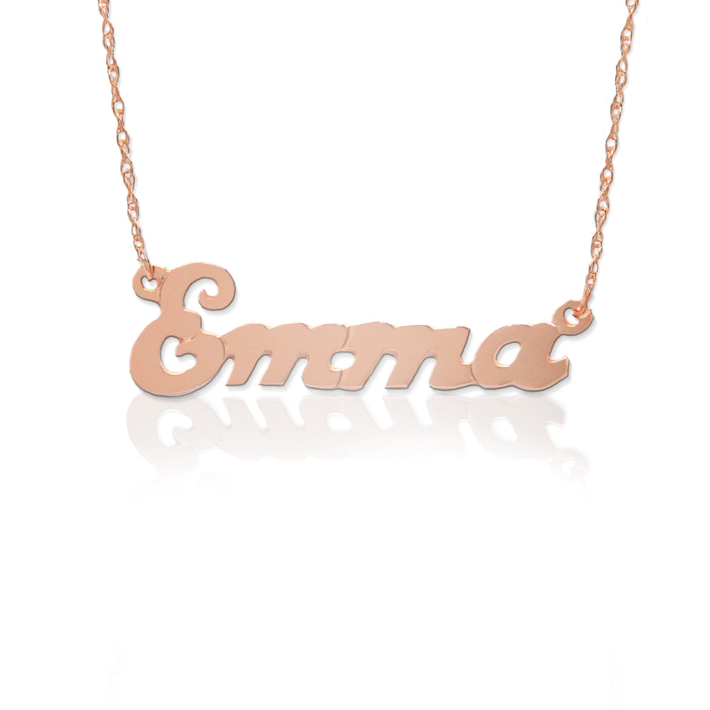Gold Small Script Nameplate Necklace