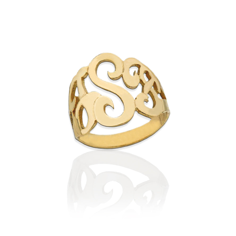 Gold Lucky Signet Monogram Ring