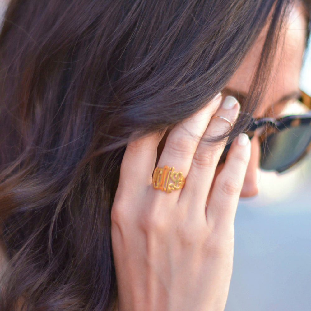Gold Lucky Signet Monogram Ring