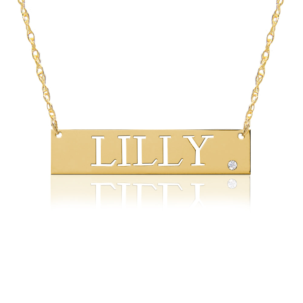 Gold JBD290 ID Nameplate Necklace
