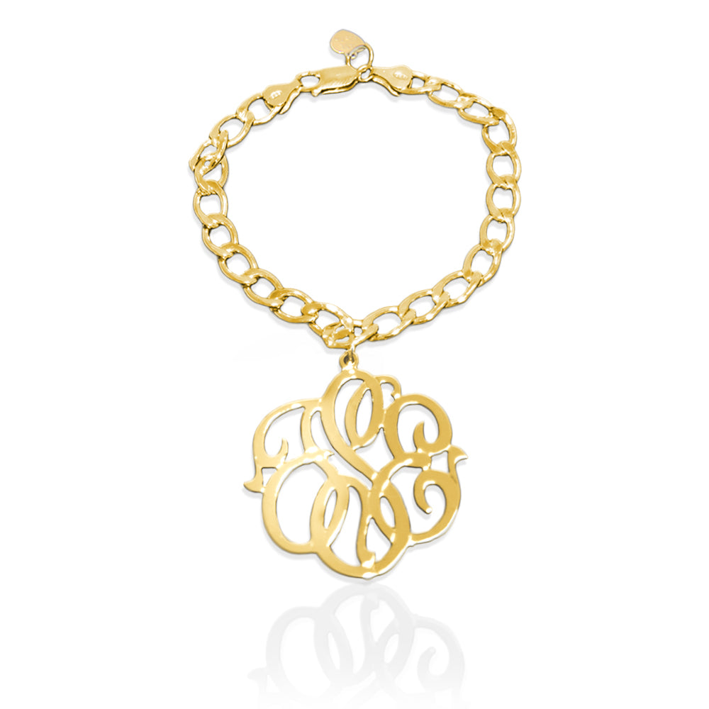 JBD329S Charm Bracelet with Script Monogram