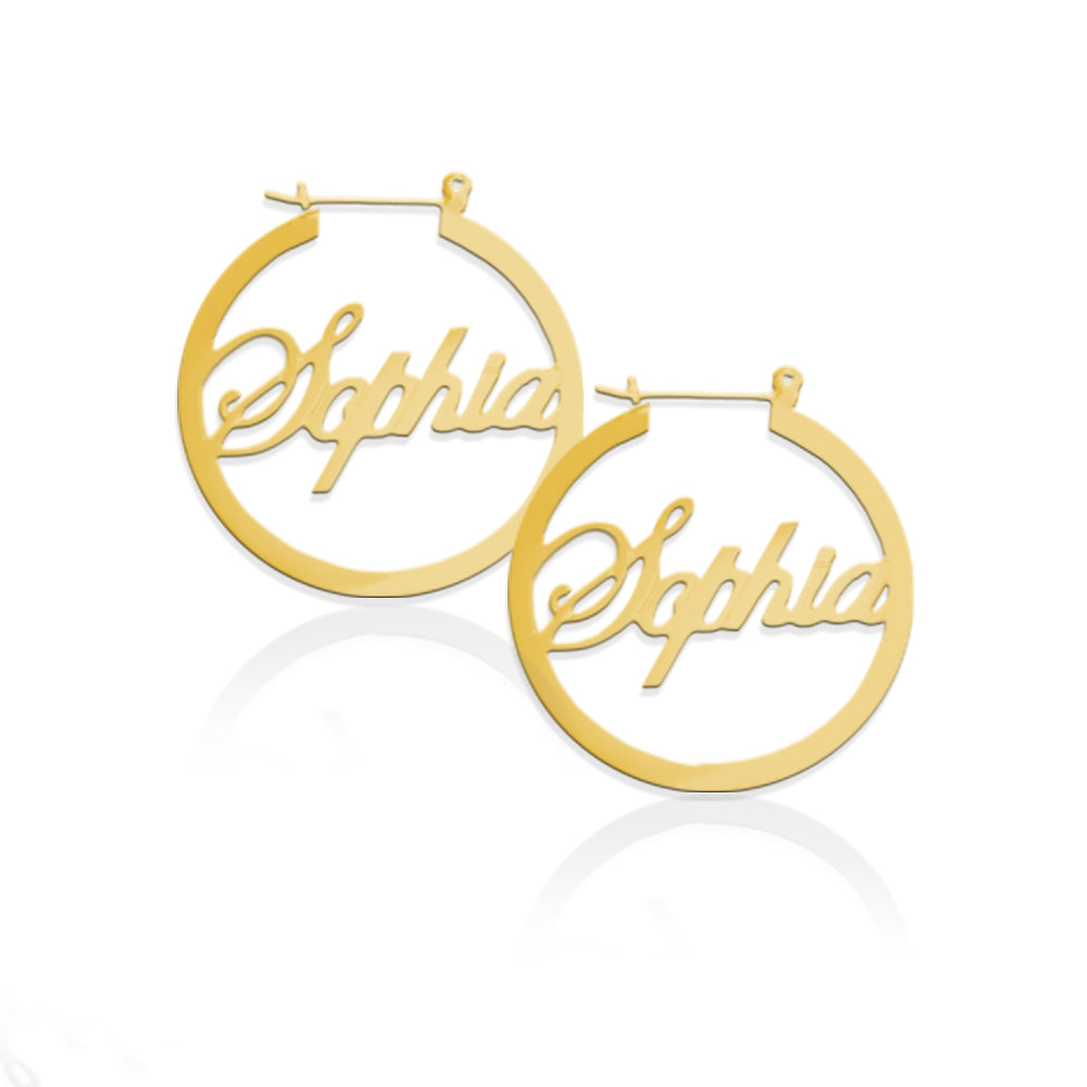 JBD336 Script Name Hoop Earrings