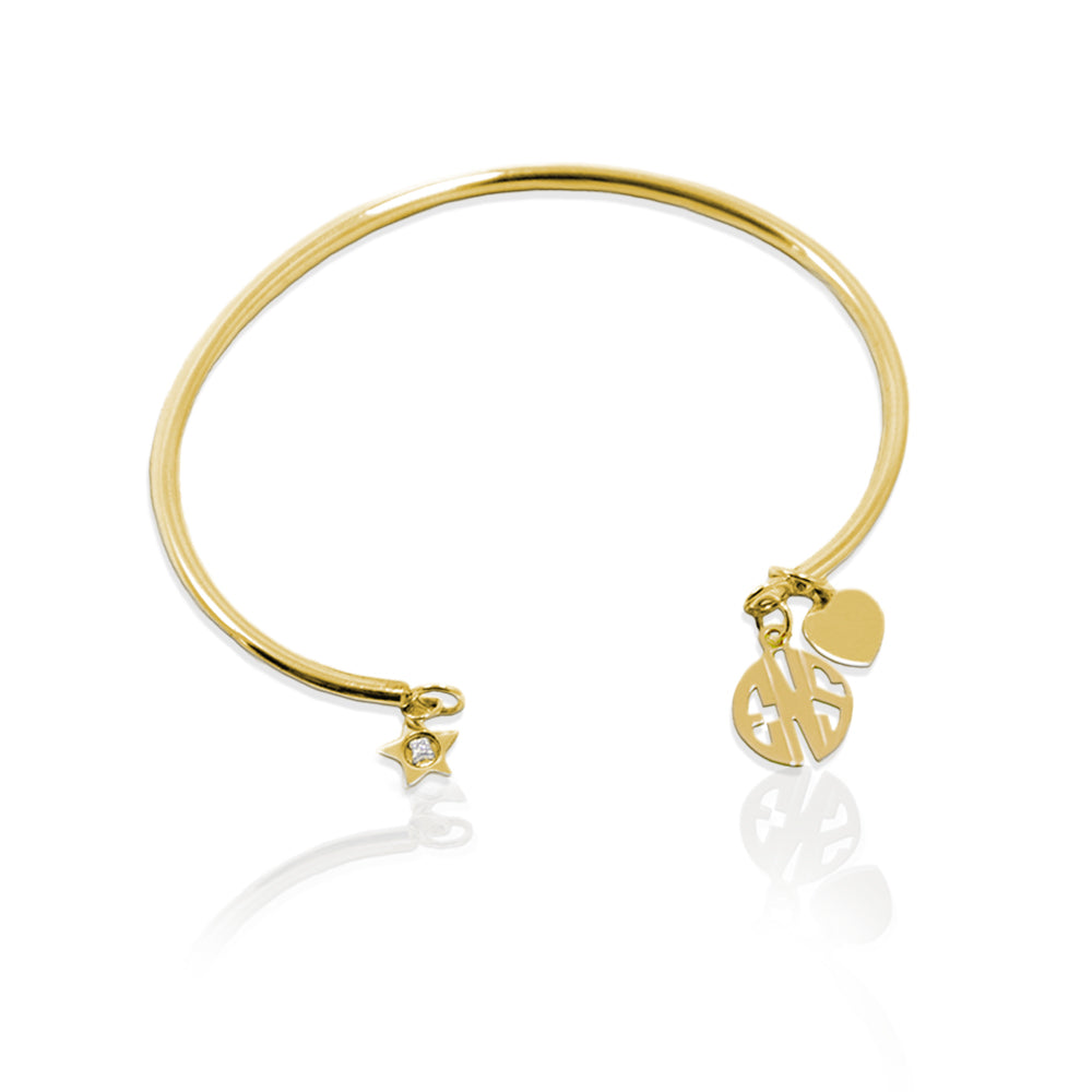 Smooth Wire Bracelet with Block Monogram