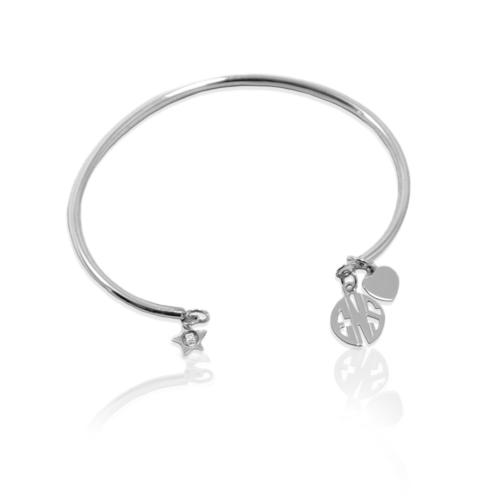 Smooth Wire Bracelet with Block Monogram