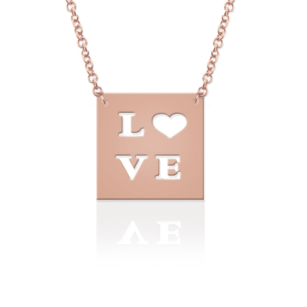 Gold "Just Say It" Square Pendant