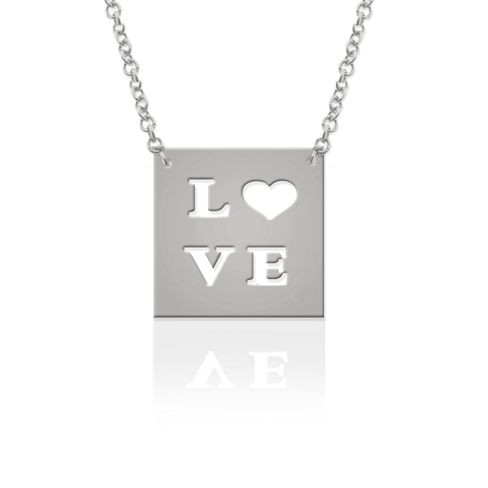 Gold "Just Say It" Square Pendant