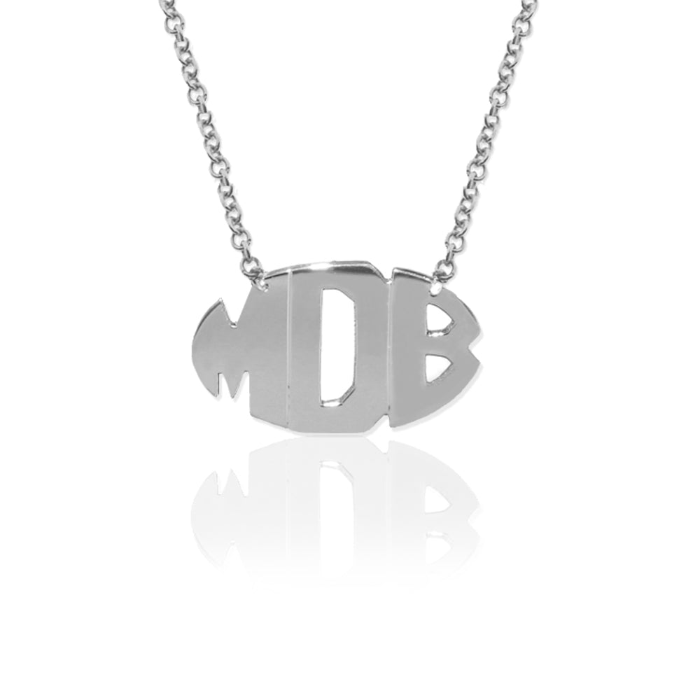 Gold Delicate 3 Initial Oval Block Monogram