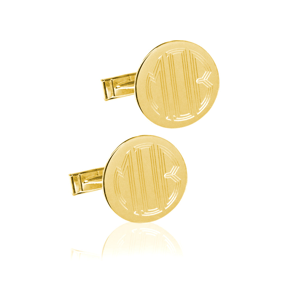 3/4" Engraved Block Monogram Cuff Links