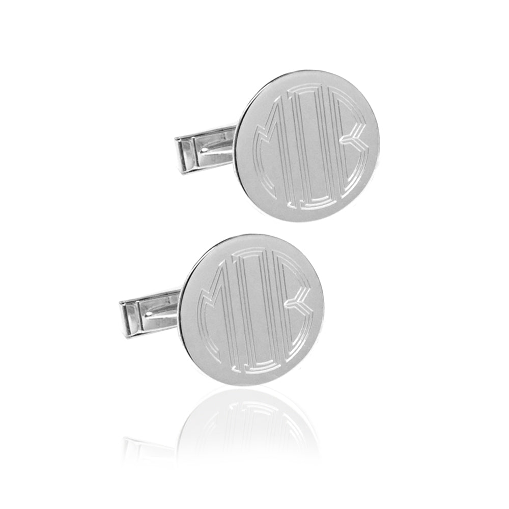 3/4" Engraved Block Monogram Cuff Links