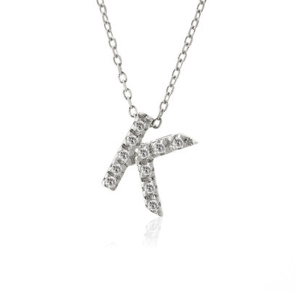 Single Initial Micro Pave Diamond Necklace