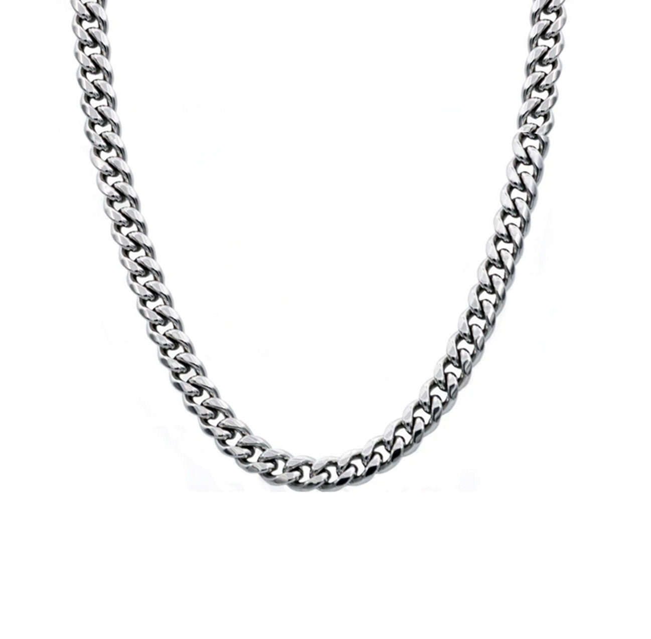 Stainless Steel Cuban Link Chain Necklace With Box Clasp