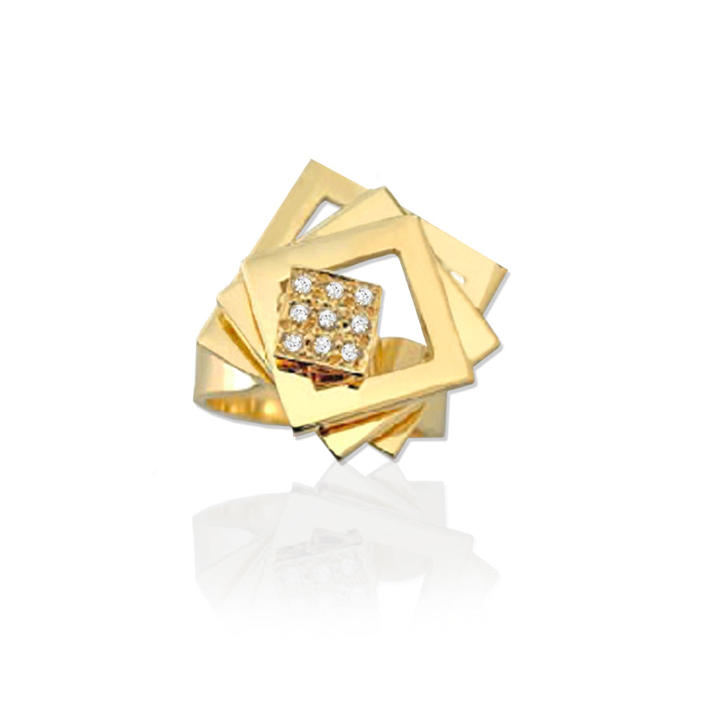 Four-Tier Square Motion Ring