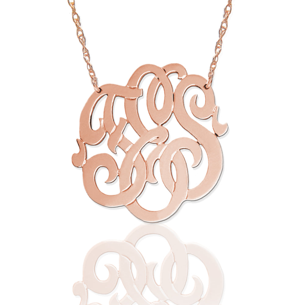 Gold Freeform Script Monogram Necklace