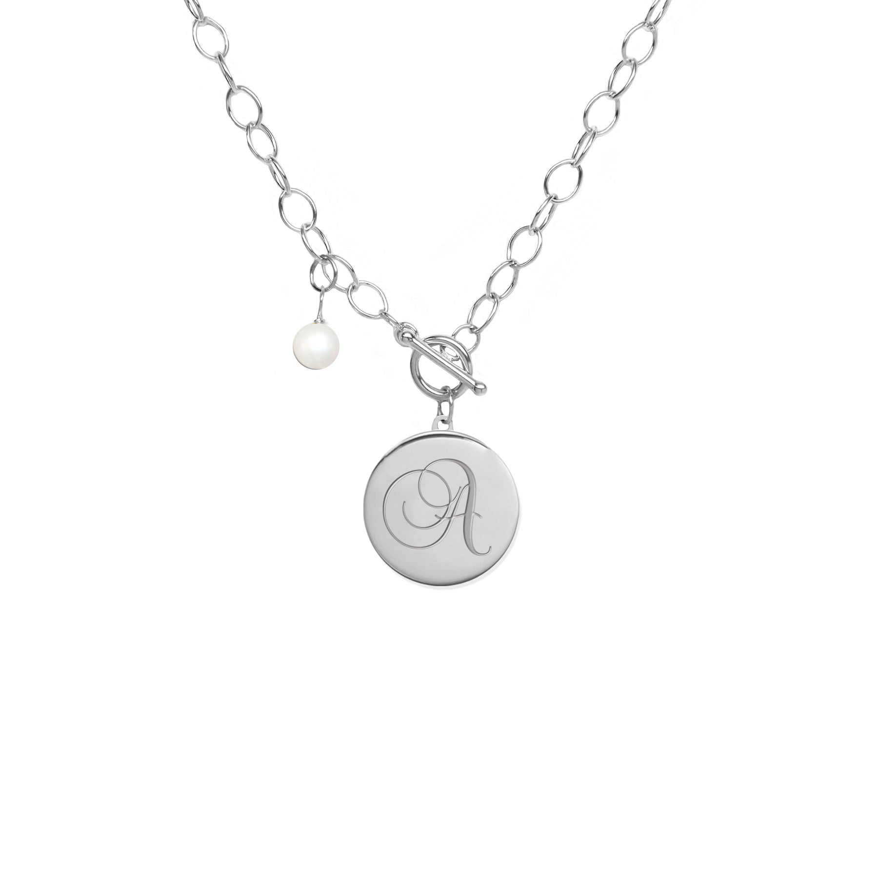 Engraved Disc Charm On A Toggle Closure Necklace