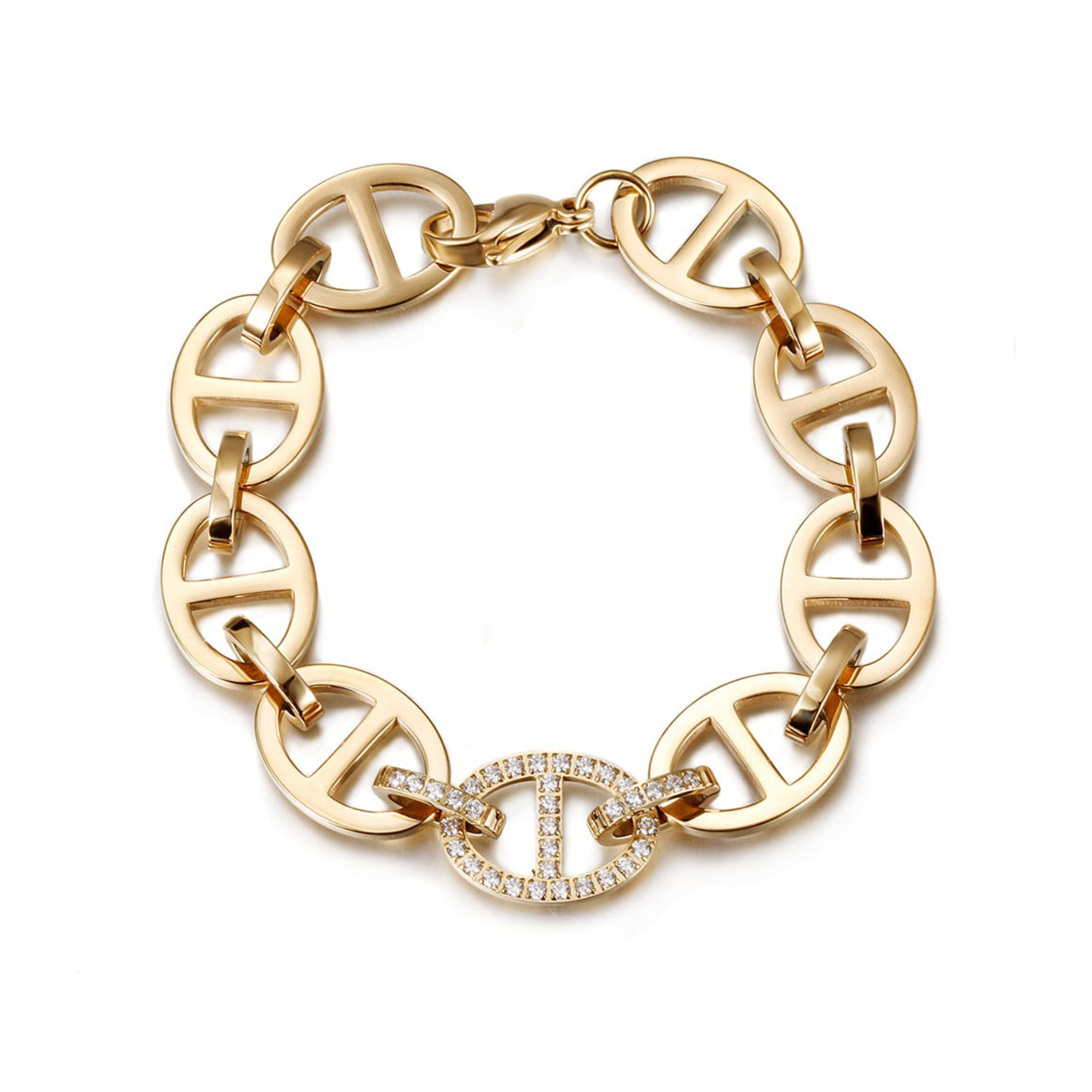 Stainless Steel and CZ Feragamo Bracelet