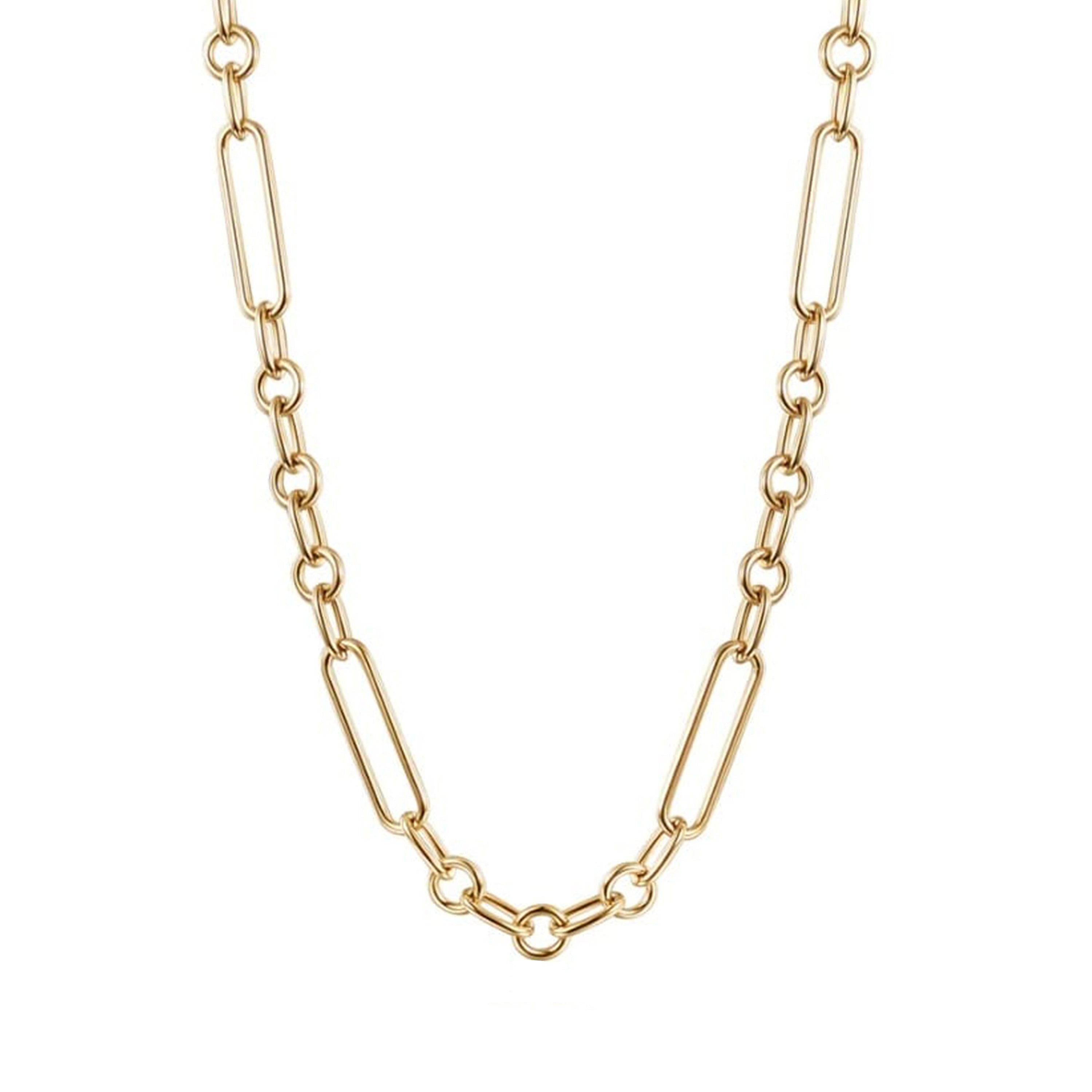 Stainless Steel Paper Clip and Link Necklace