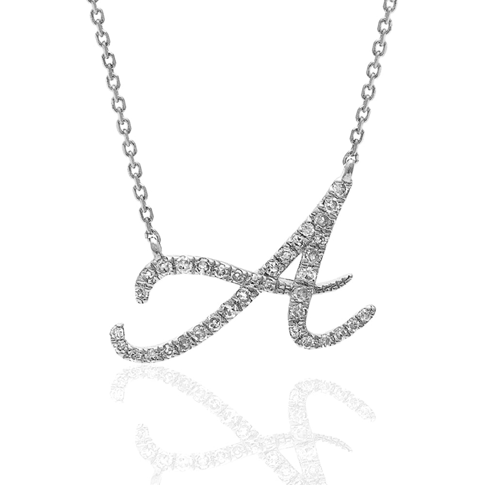 14K Gold Fancy Script Diamond Initial