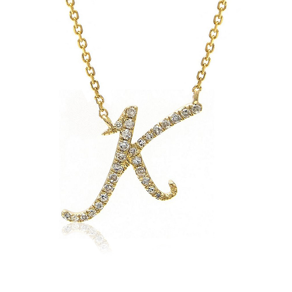 14K Gold Fancy Script Diamond Initial