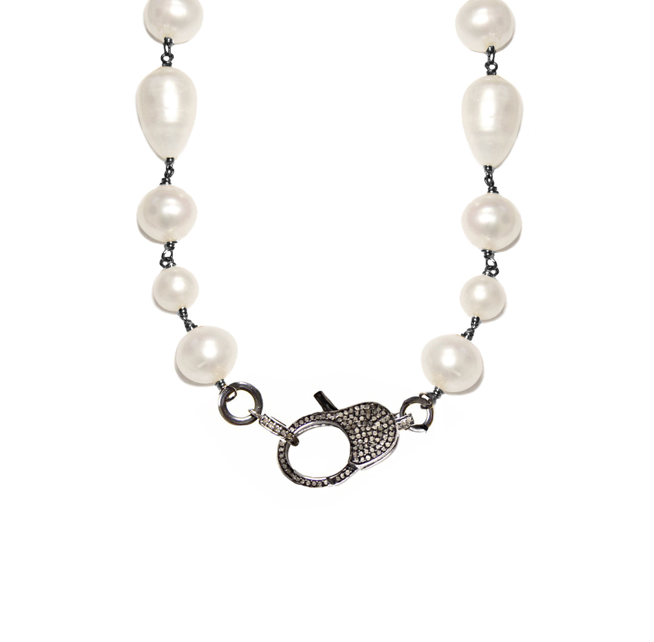 Diamond Lock & Pearl Necklace