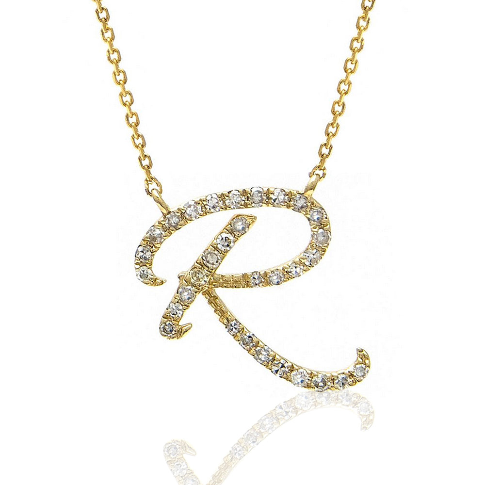 14K Gold Fancy Script Diamond Initial